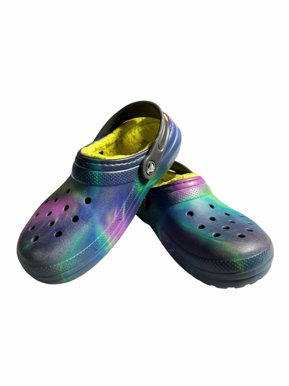 Kids Multicolor Fleece-Lined Clog - Purple/Blue/Green Size 2 J - Picture 9 of 11